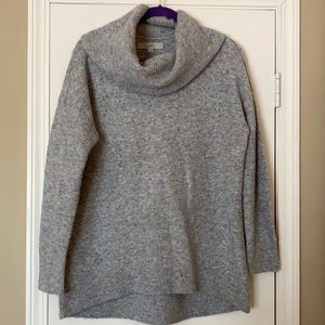 4/$20 LOFT gray ribbed cowl neck sweater